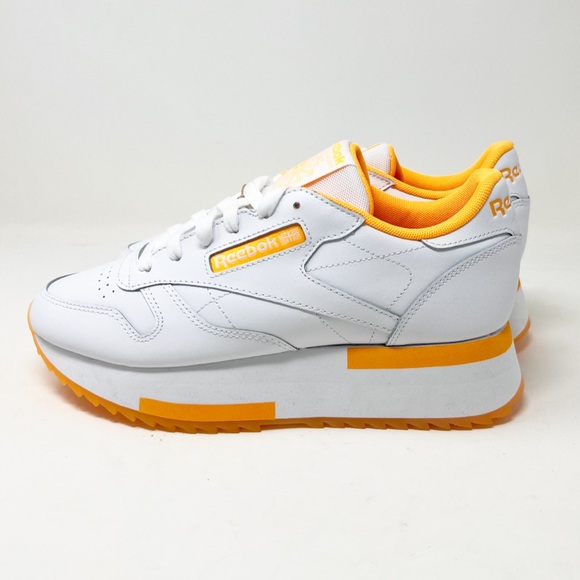 Reebok Classic Leather Double White Orange Size 8.5 - Picture 1 of 4